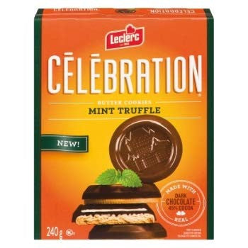 Leclerc Celebration Mint Truffle Cookies, 240g/8.5 oz.,{Imported from Canada}