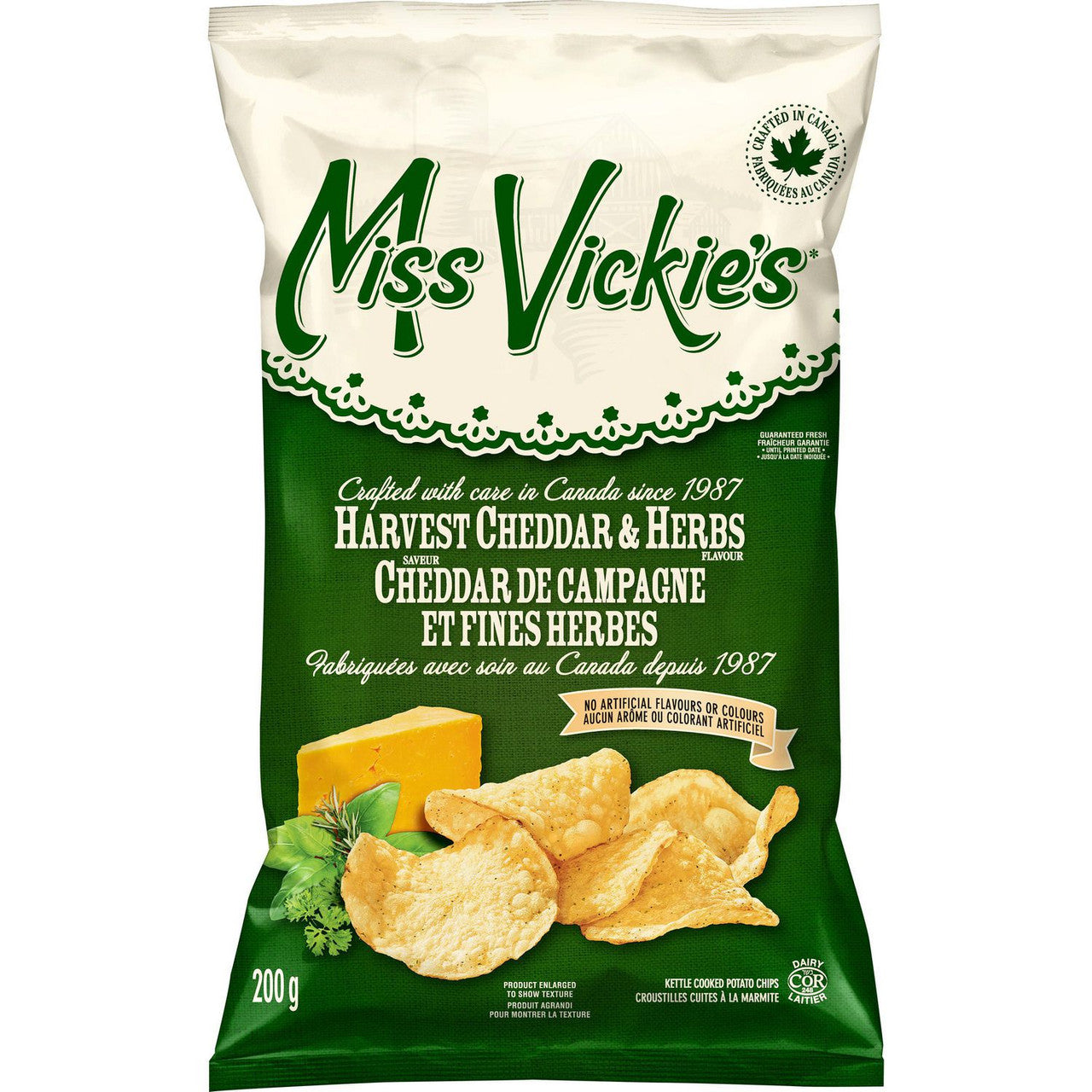 Miss Vickie's Kettle Cooked Harvest Cheddar & Herbs Chips 200g/7.1 oz. {Canadian}