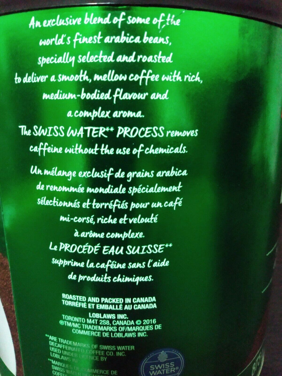 President's Choice, Gourmet Decaffeinated, Medium Roast, Fine 100% Arabica Coffee, 875g/30.9 oz., {Imported from Canada}