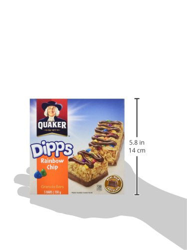 Quaker Dipps Rainbow Chips, 5 Bar Pack (Pack of 12) {Imported from Canada}