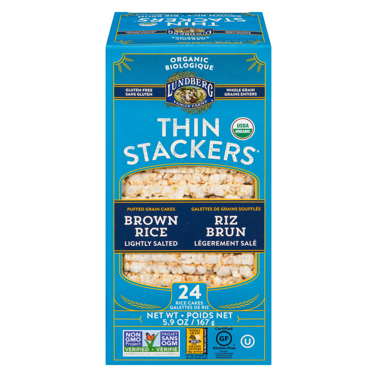 Lundberg Original Brown Rice Thin Stackers, (24ct) 167g/5.8 oz {Imported from Canada}