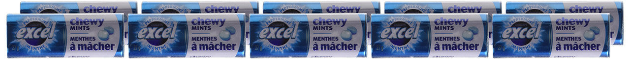 Excel Chewy Mints Peppermint, 27g x 10 Count (Imported from Canada)