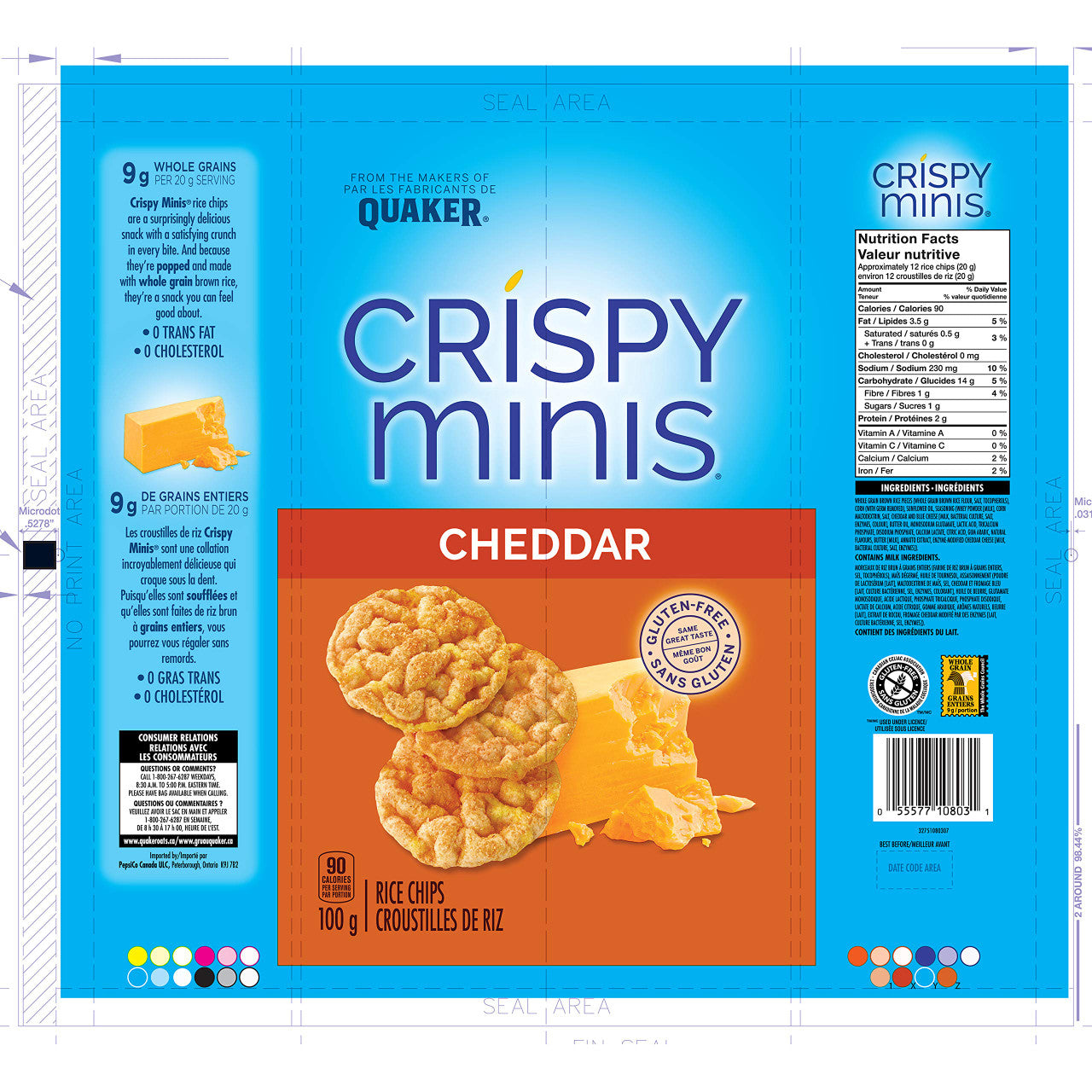 Quaker Crispy Minis Cheddar  100g/3.5oz (12pk)  {Imported from Canada}