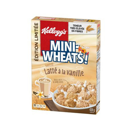 Kellogg's Mini-Wheats, Vanilla Latte Flavour, Cereal, 439g/15.5oz, {Imported from Canada}