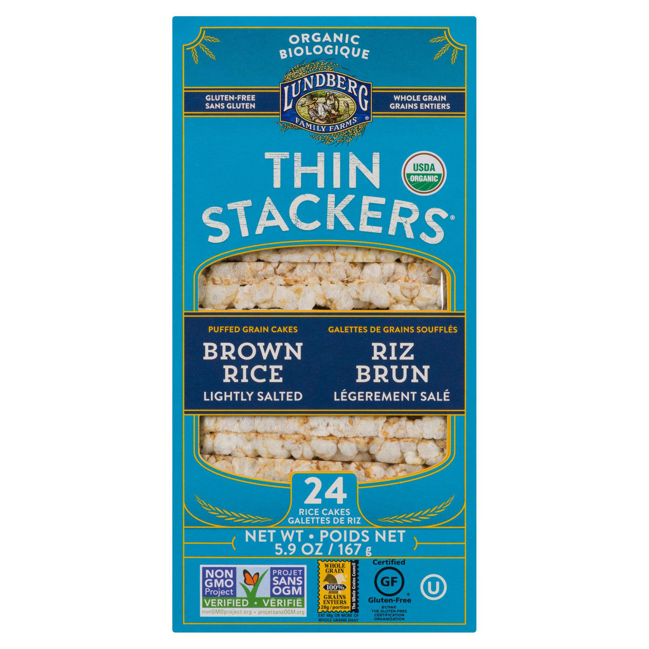 Lundberg Original Brown Rice Thin Stackers, (24ct) 167g/5.8 oz {Imported from Canada}
