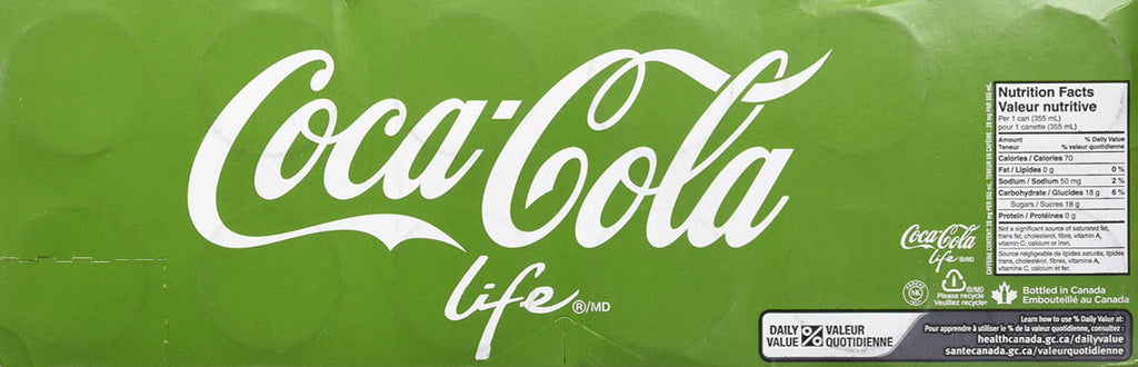Coca-Cola Life Soft Drinks, 355mL Cans, 12 Pack, {Imported from Canada}