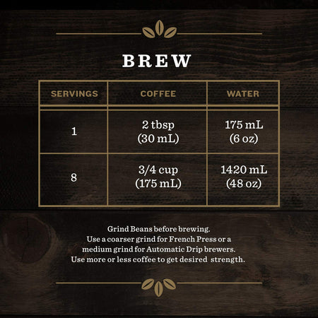 Folgers, 1850 Pioneer Blend, Whole Bean Coffee, 340g/12oz. - Brewing Instructions