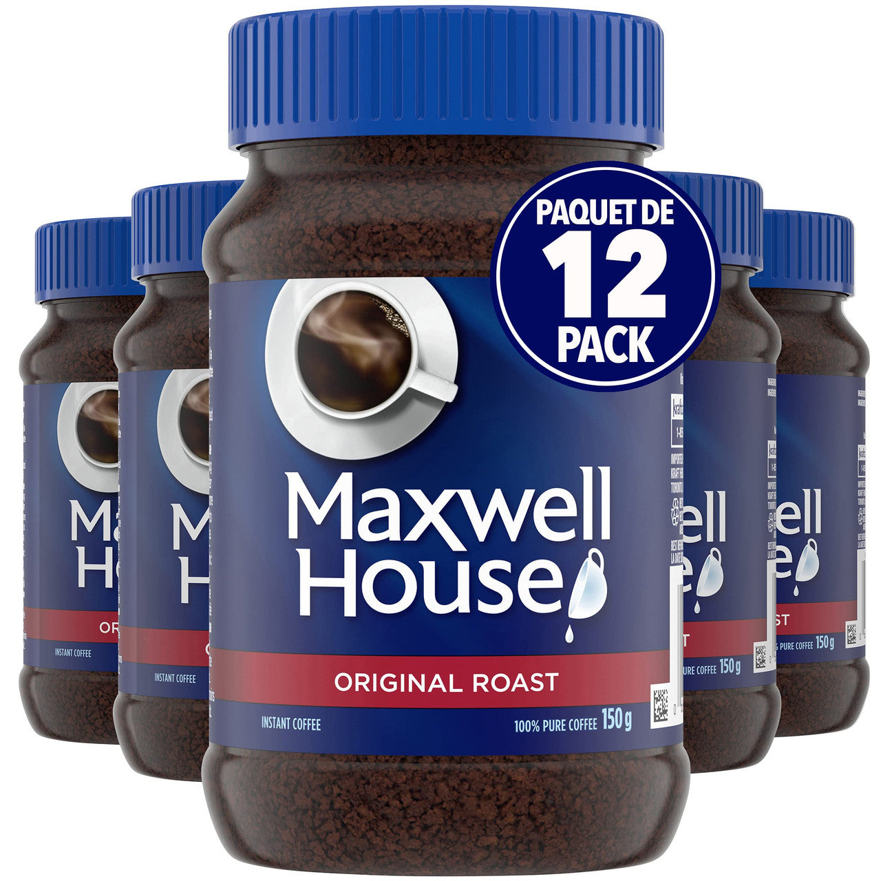 Maxwell House Original Roast Instant Coffee, 150g/5.3 oz., (Pack of 12) {Imported from Canada}