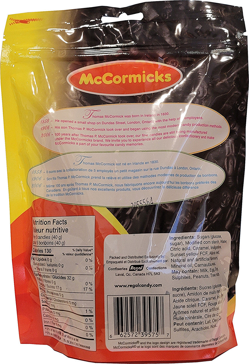 McCormicks Licorice Buddies Gummy Candy, Peg Bag, 300g/10.6 oz., {Imported from Canada}