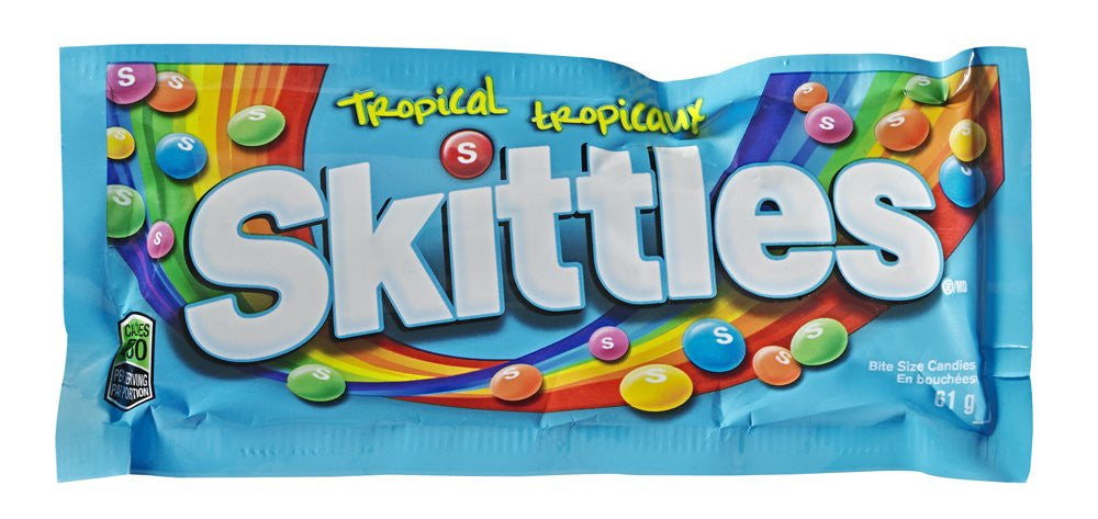 Skittles Tropical Gummy Candy, 61g/2.2oz., (36pk) {Imported from Canada}