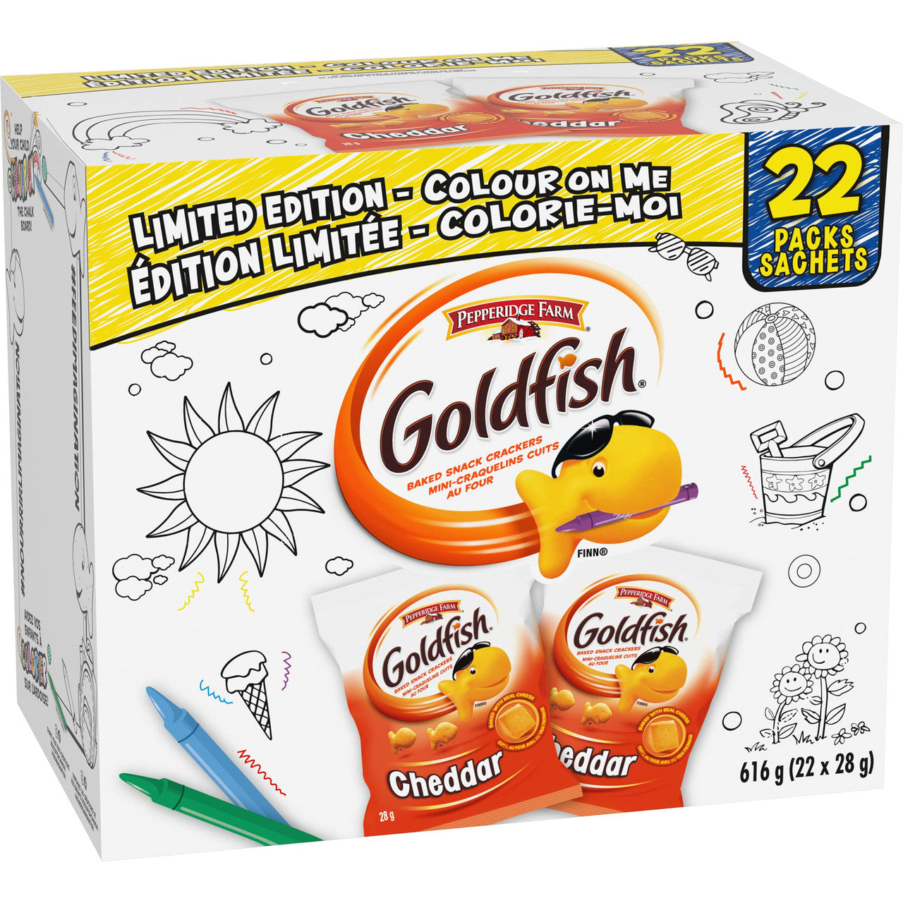 Pepperidge Farm Goldfish Cheddar Crackers, 22 Snack Packs, 28g/1 oz. Each {Imported from Canada}