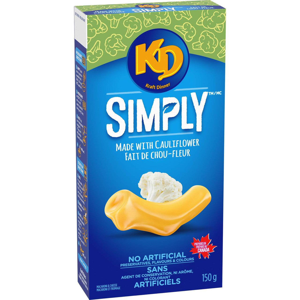 Kraft Dinner Simply Macaroni & Cheese with Cauliflower, 150g/5.3 oz., (12 Pack) {Imported from Canada}