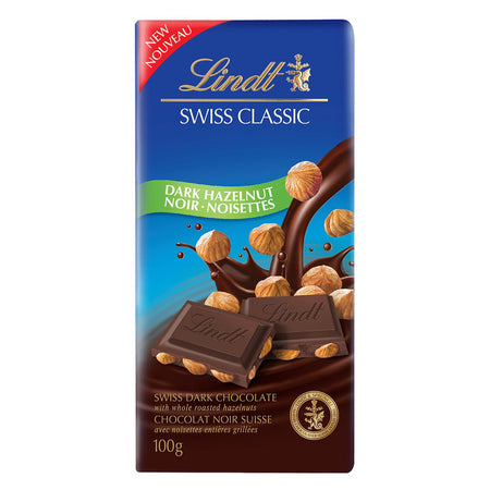 Lindt Swiss Classic Dark Hazelnut Chocolate Bar, 100g/3.5 oz. {Imported from Canada}