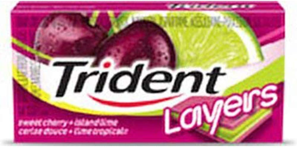 Trident Layers Sugar Free Gum (Sweet Cherry + Island Lime) (Pack of 3) {Imported from Canada}