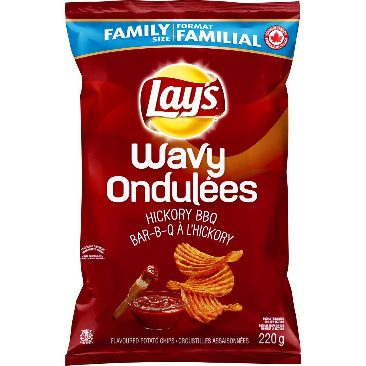 Lay's Potato Chips Wavy Hickory BBQ, 220g/7.8 oz., {Imported from Canada}