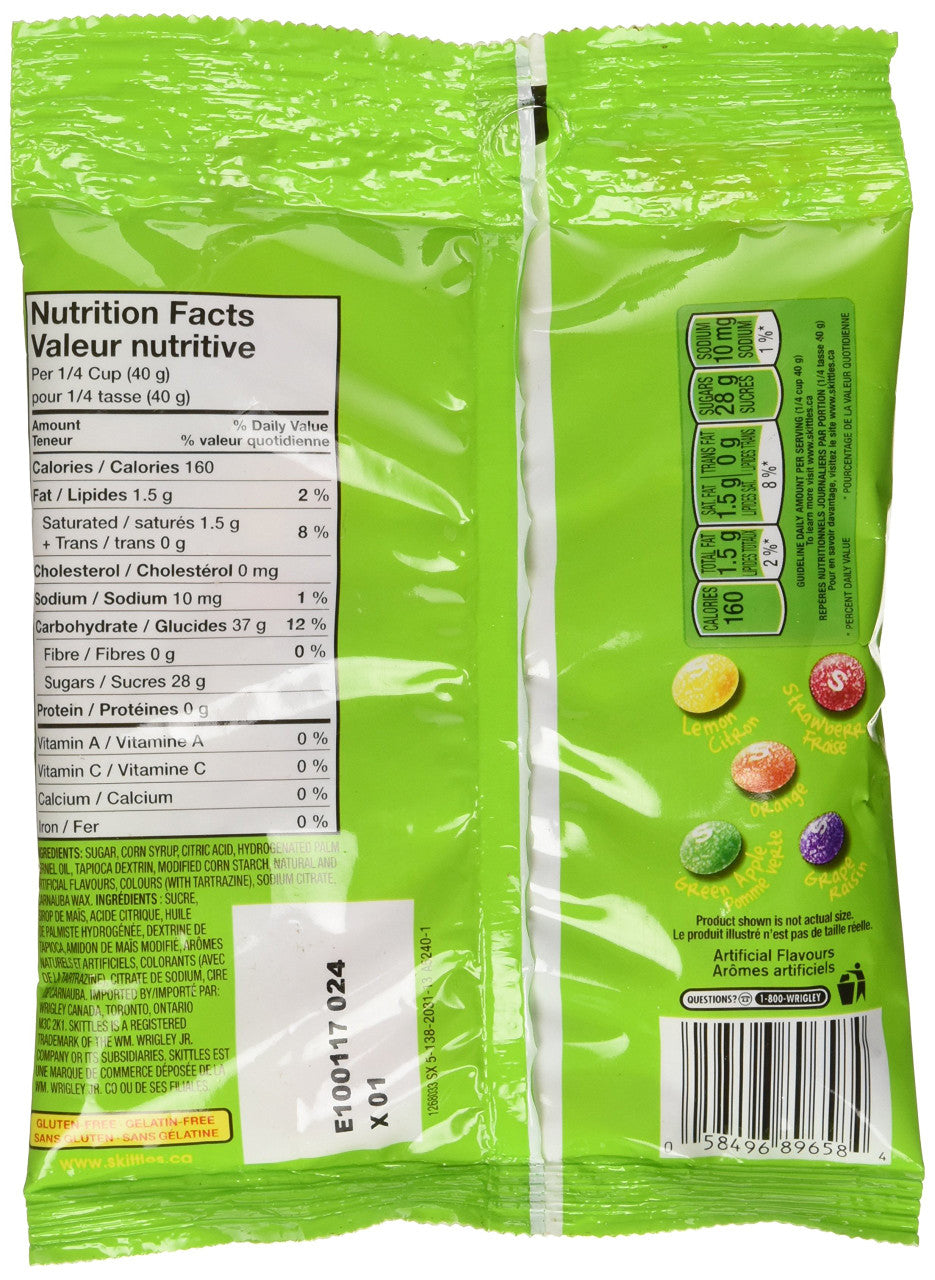 Skittles Sours Gummy Candy (151g/5.3 oz.) (3pk) (Imported from Canada)