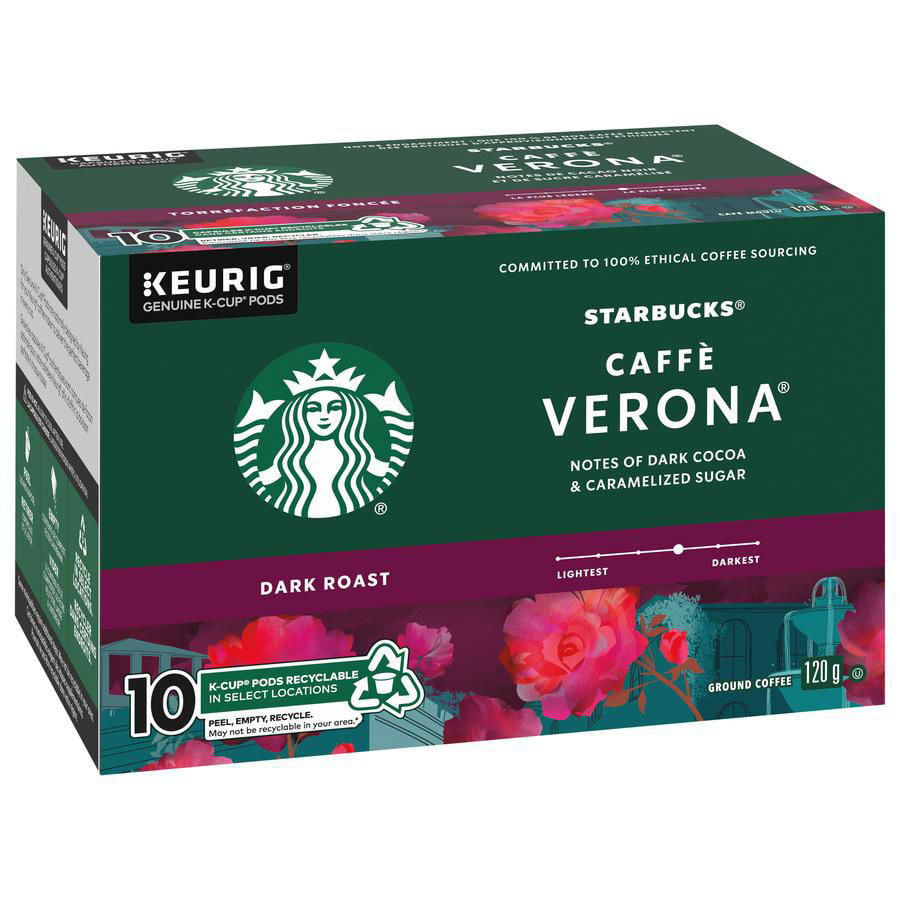 Starbucks Caffe Verona Medium Roast Coffee, K-Cups, 10 Count Box {Imported from Canada}