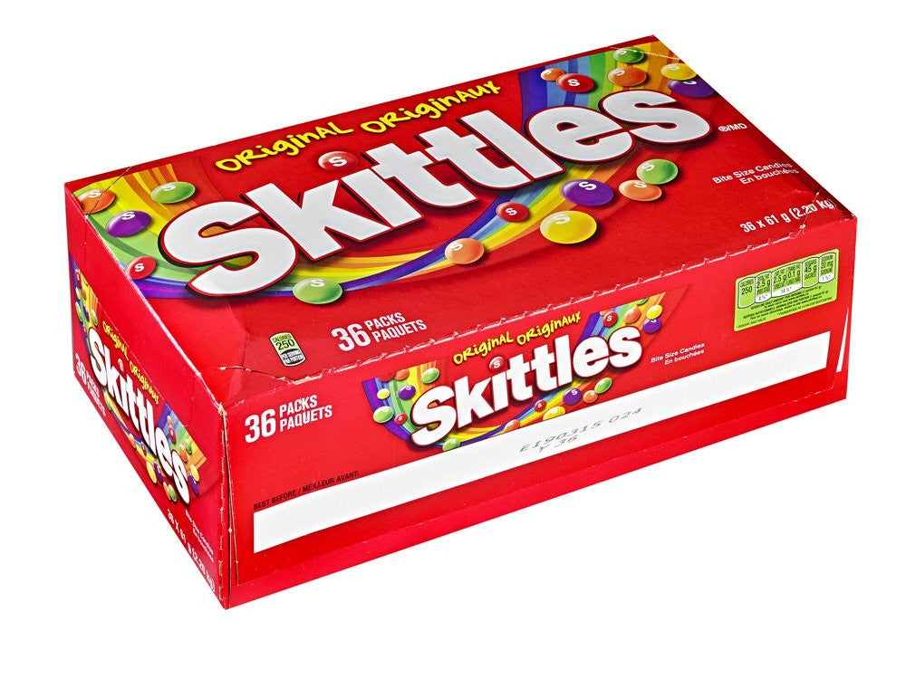 Skittles Original, 61g Bags, 36pk (4.9lb) Box Total, {Imported from ...