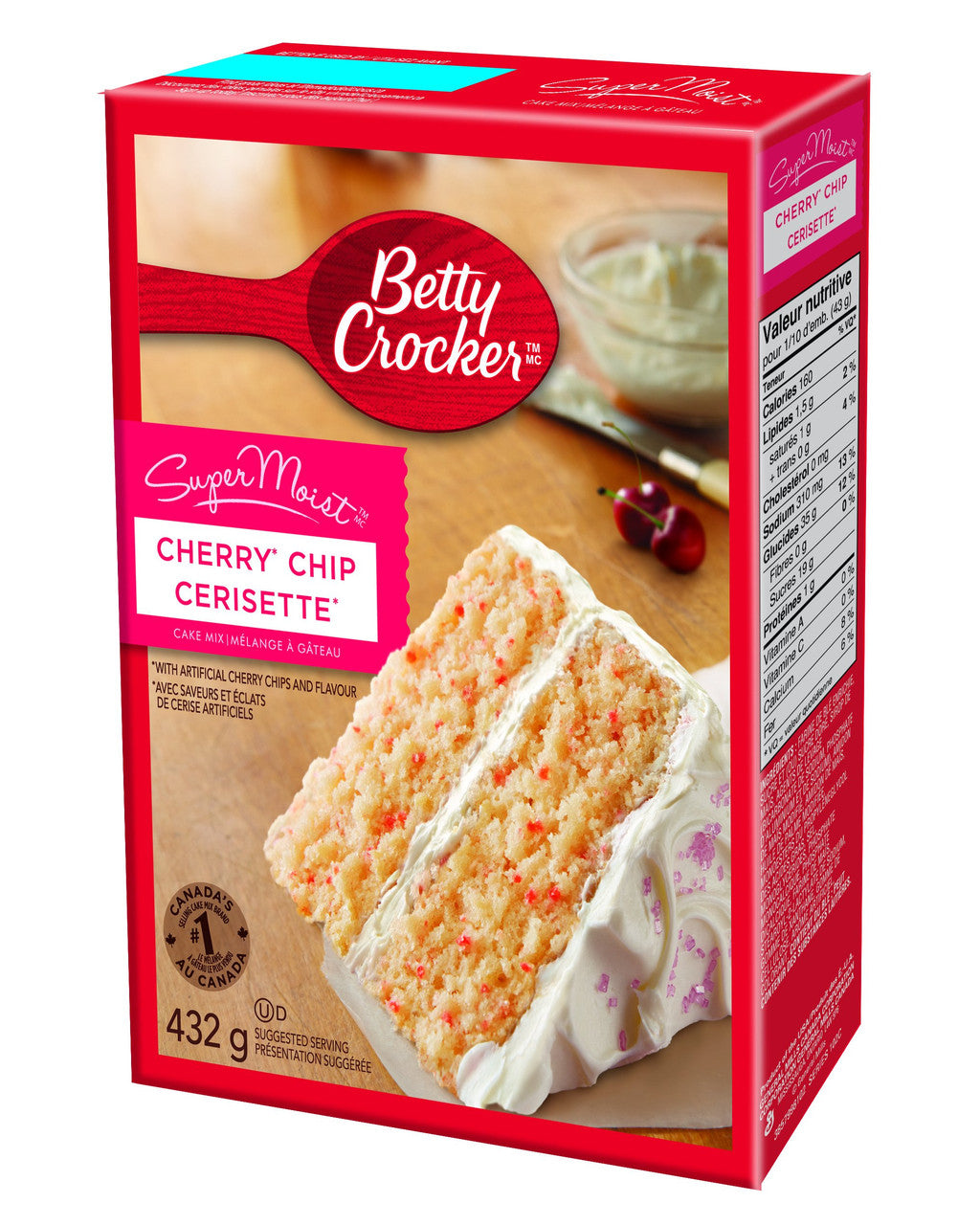Betty Crocker, SuperMoist Cherry Chip Cake Mix, 432g/15.2oz., {Imported from Canada}