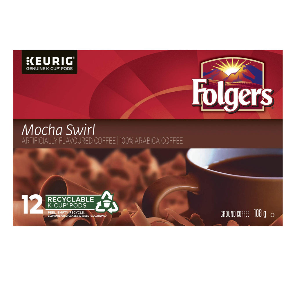 Folgers Mocha Swirl K-Cup Coffee Pods, 12 pods, 108g, {Imported from Canada}