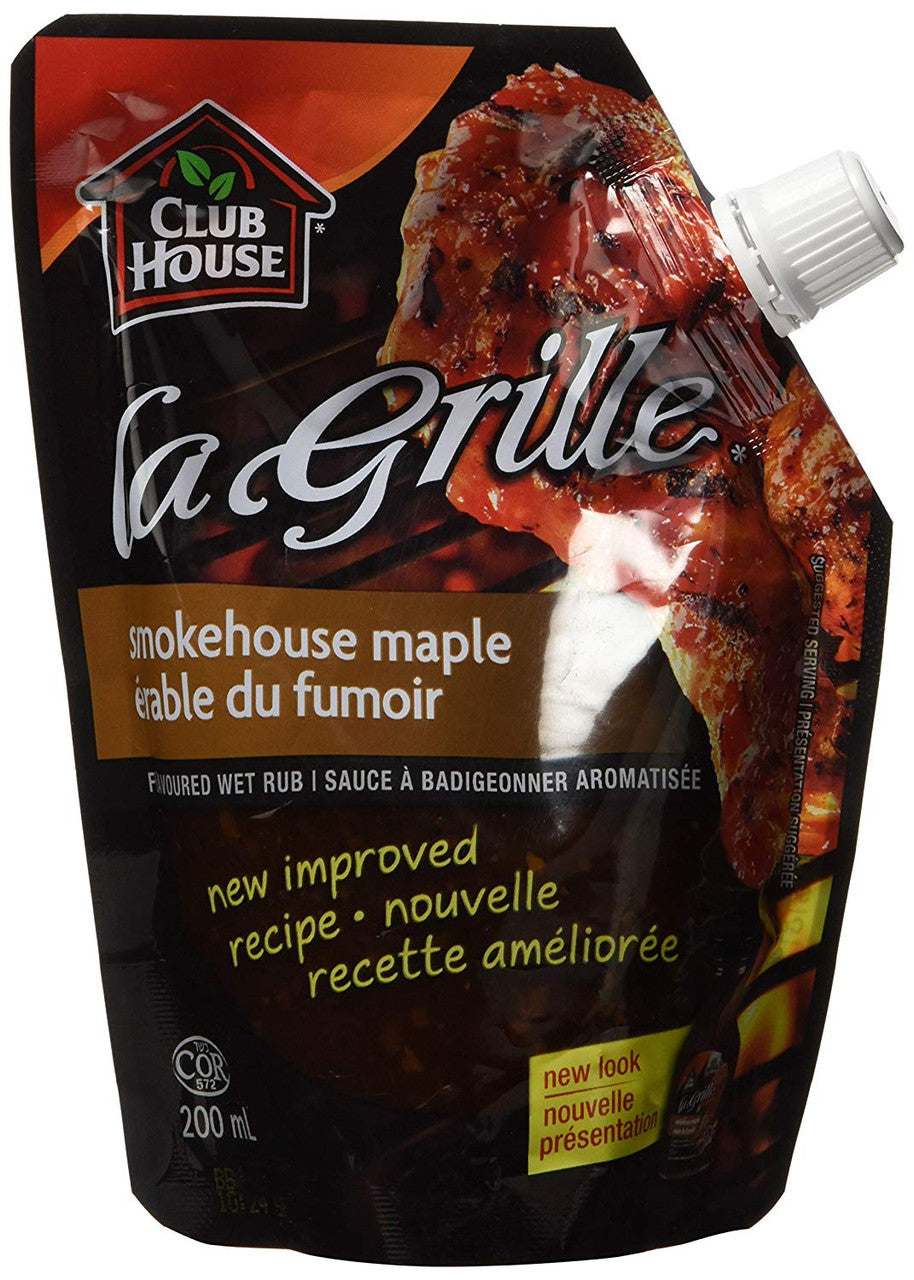 Club House La Grille Smokehouse Maple Flavoured Wet Rub, 200ml/6.8oz, (Imported from Canada)