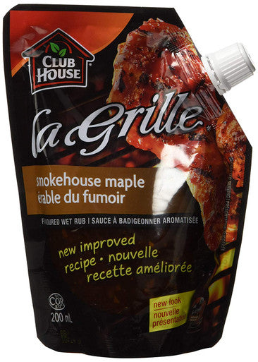 Club House La Grille Smokehouse Maple Flavoured Wet Rub, 200ml/6.8oz, (Imported from Canada)