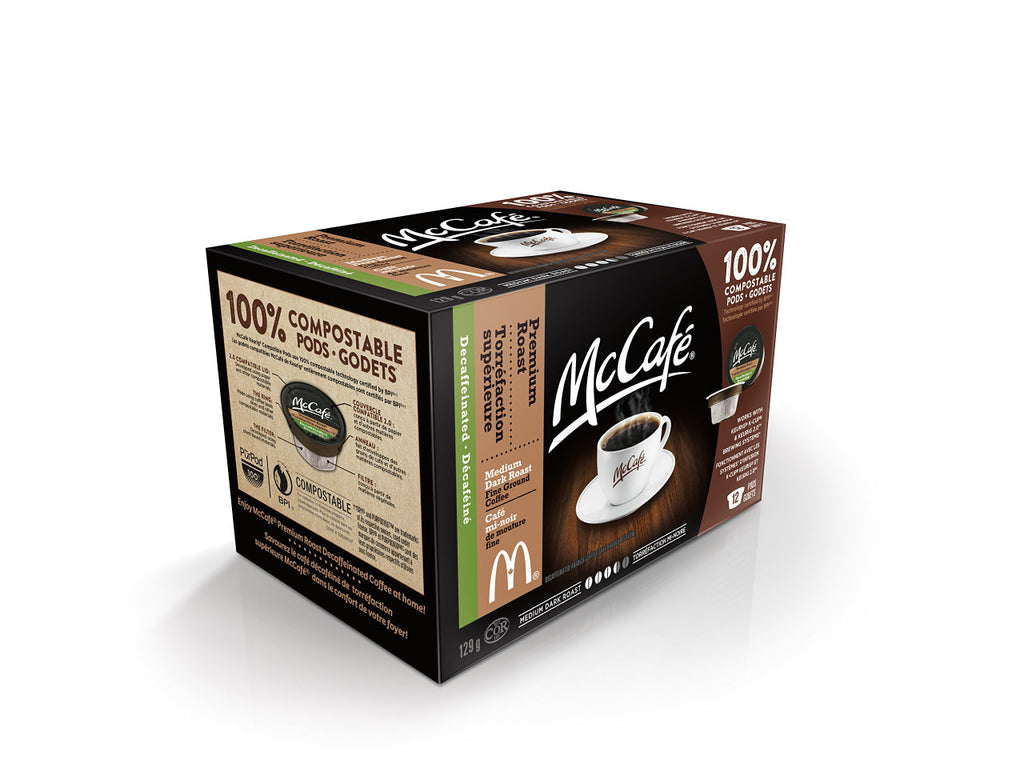 McCafe Premium Roast Decaffeinated Coffee Single Serve Pods, 12ct, (Imported from Canada)