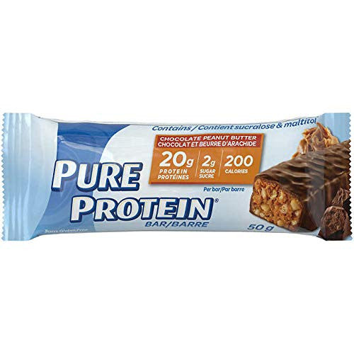 Pure Protein Bars, Gluten Free, Snack Bars, Chocolate Peanut Butter, 50 gram, 6 Count, 6 Pack {Imported from Canada}