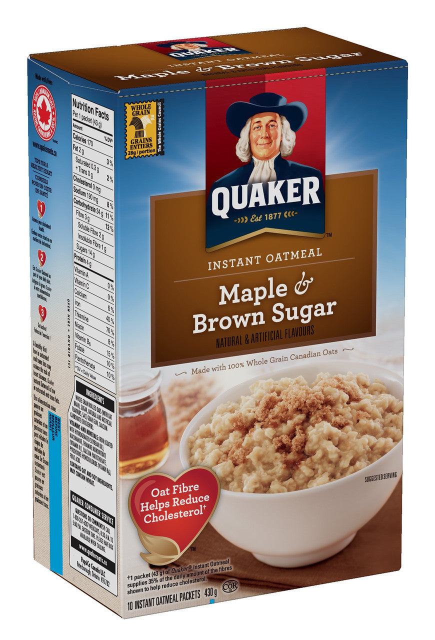 Quaker Oats Maple and Brown Sugar Oatmeal, 430g {Imported from Canada}
