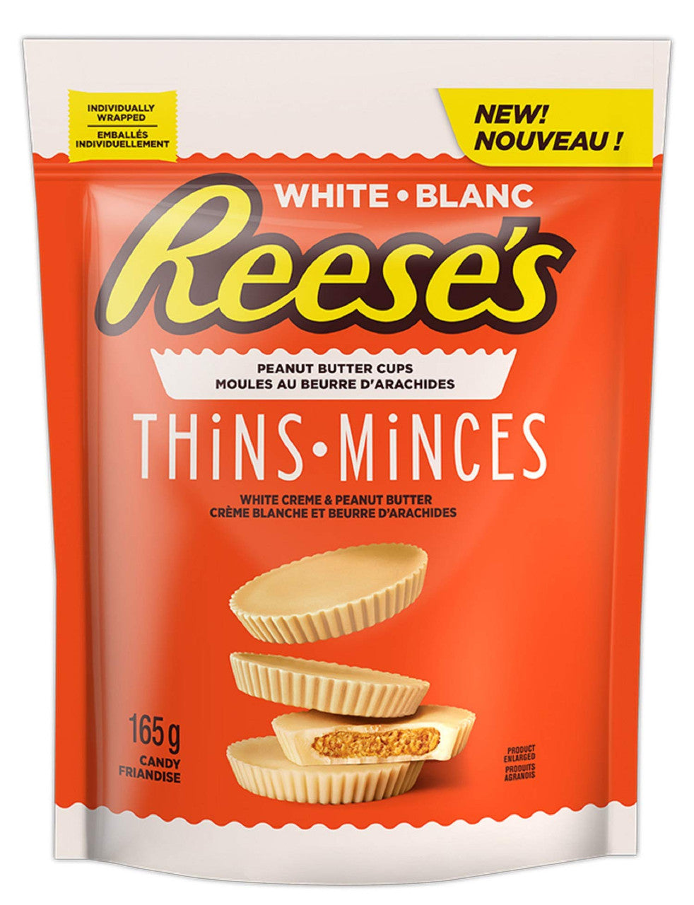 Reese's Thins Peanut Butter Cups White Creme , 165g/5.8 oz., (12pk) {Imported from Canada}