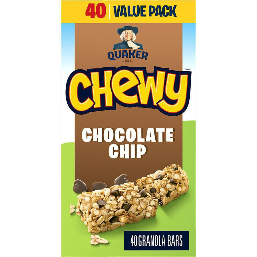QUAKER CHEWY Chocolate Chip Granola Bars, 960g/33.9 oz., (40 Count) {Imported from Canada}