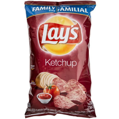 Canadian Lays Potato Chips, Ketchup, Large Family size - 3 Pack