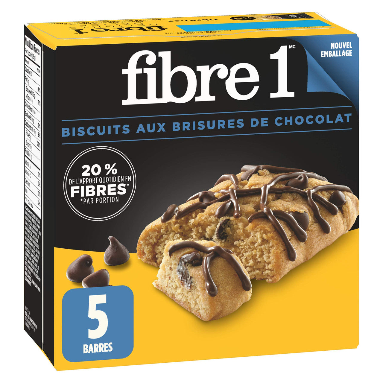 Fibre 1, Delights Chocolate Chip Cookie, 5ct, 125g/4.4oz., {Imported from Canada}