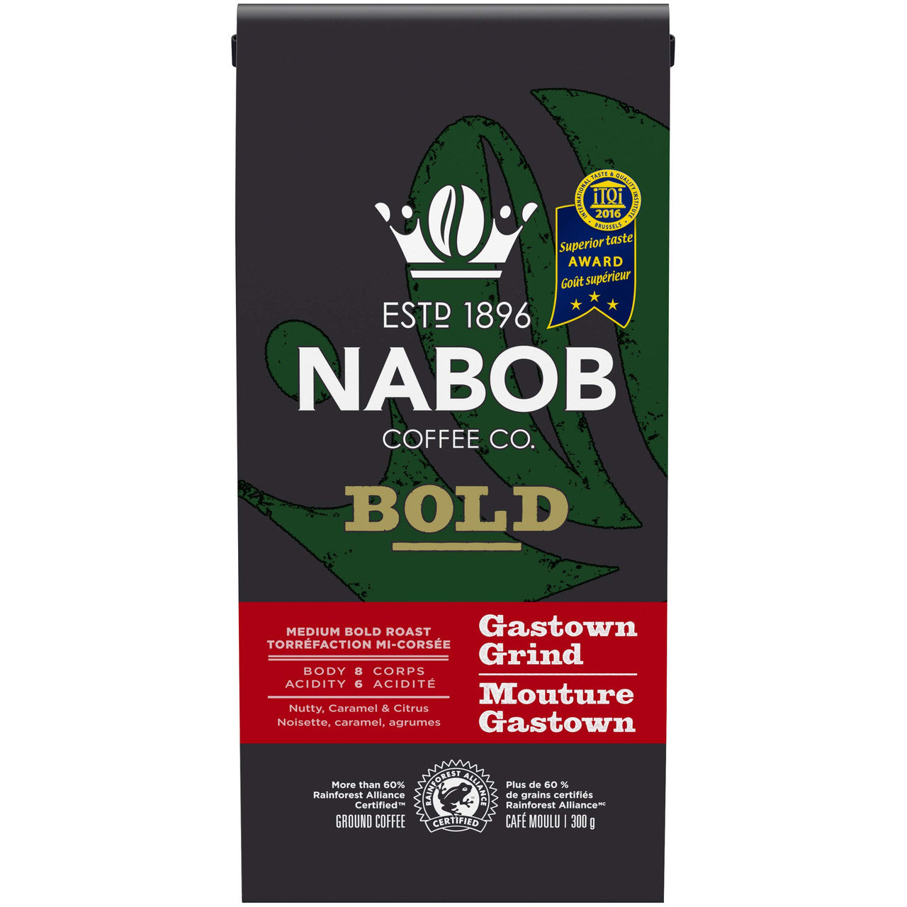 Nabob Bold Gastown Grind Ground Coffee, 300g/10.6 oz. (Pack of 6) {Imported from Canada}