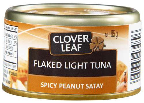 Clover Leaf Flaked Lite Tuna, 85g/3oz, Spicy Peanut Satay (Imported from Canada)