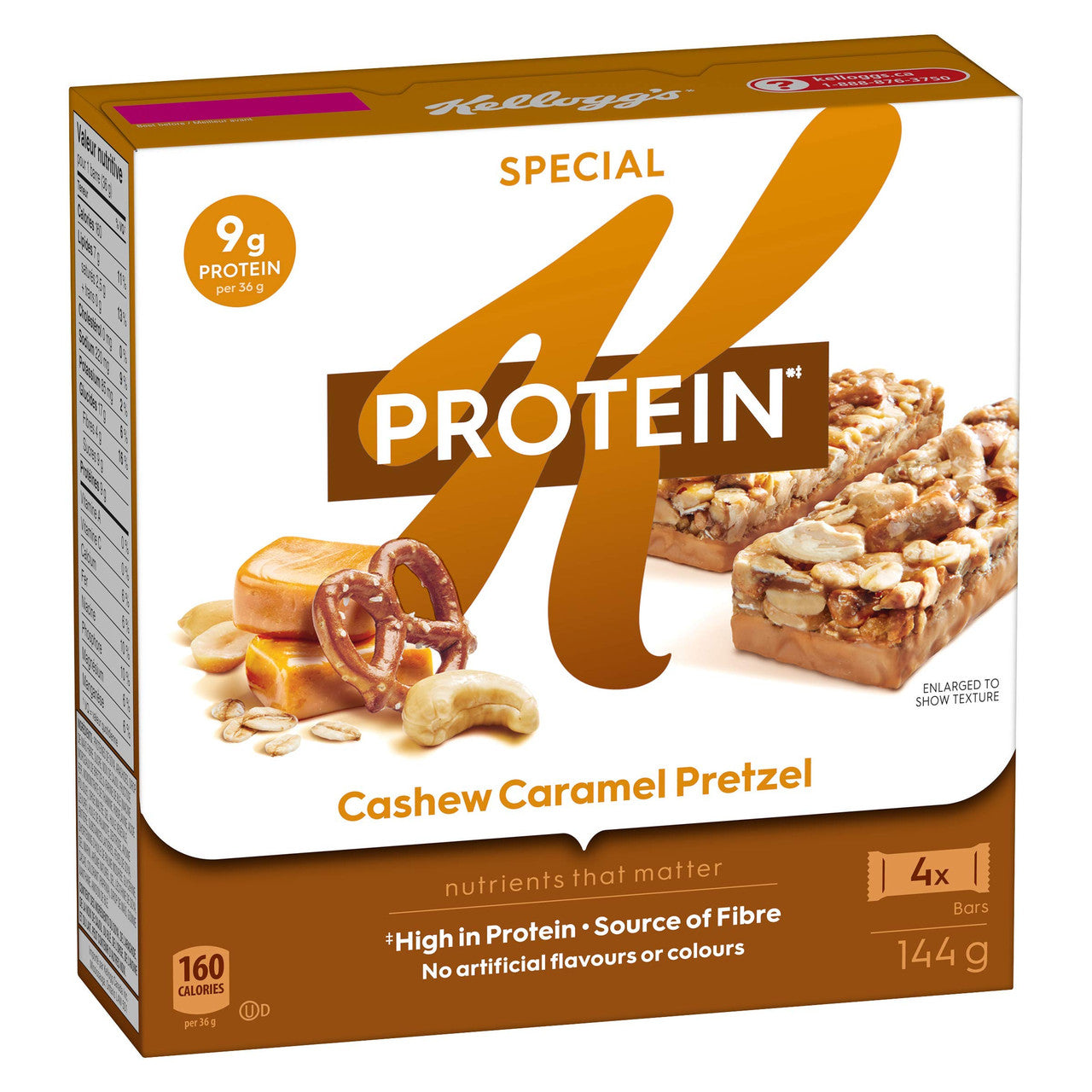 Kellogg's Special K Protein Bars Cashew Caramel Pretzel, 4ct, 144g/5.1 oz {Imported from Canada}