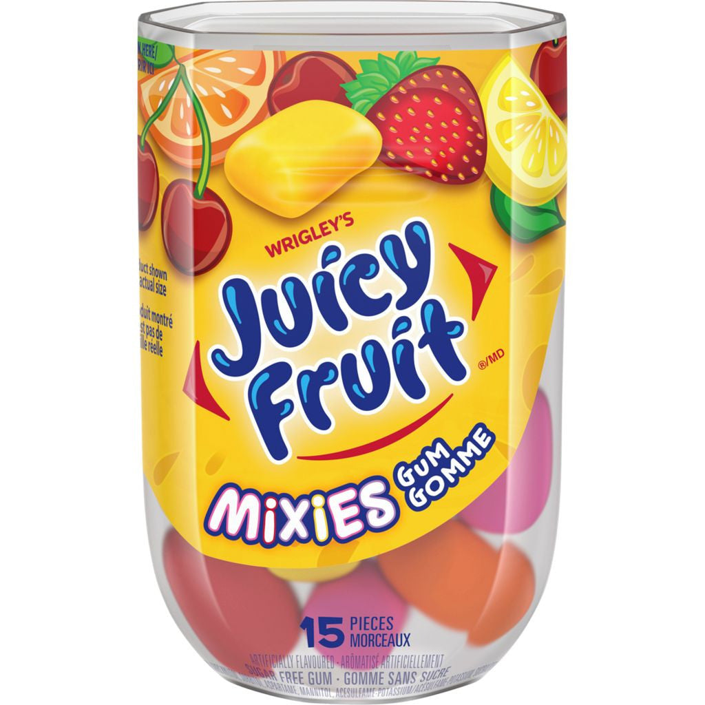 Juicy Fruit Mixies Gum, Sugar free Bottle, 15ct (8pk) {Imported from Canada}