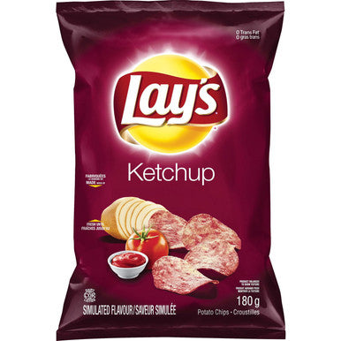 Lays Ketchup Chips 180g/6.3 oz.,  Bag {Imported from Canada}