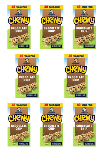 QUAKER CHEWY Chocolate Chip Granola Bars, 8 Pack, (960g/33.9 oz. 40 Count per box) {Imported from Canada}