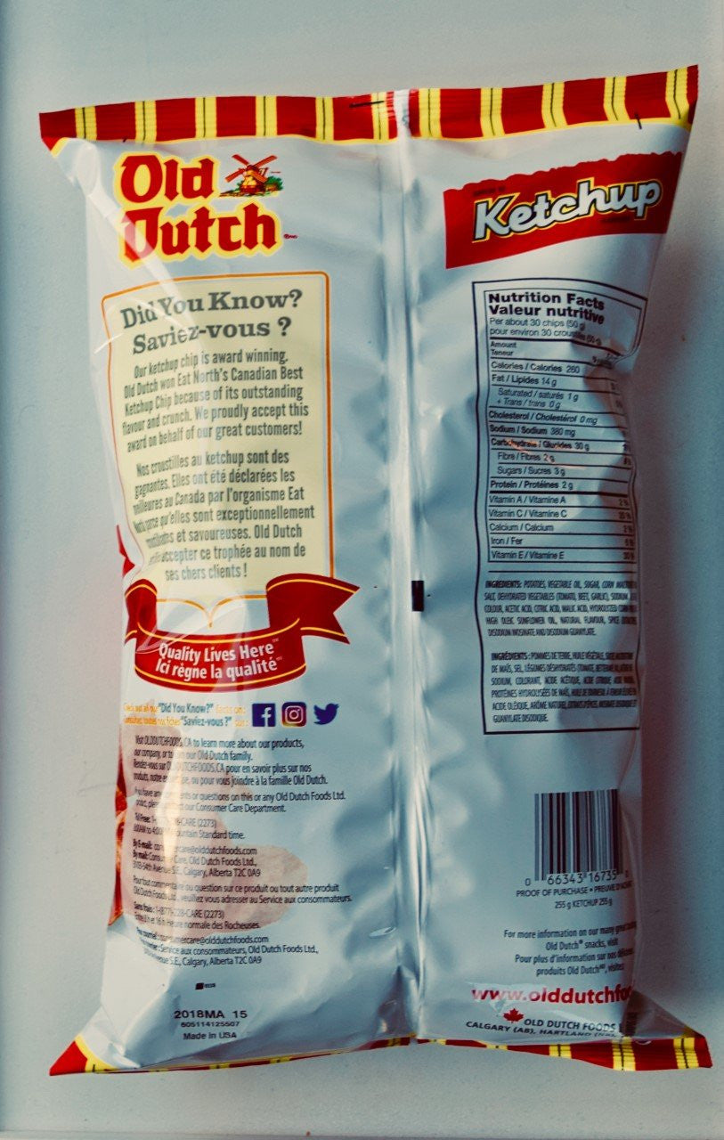 Old Dutch Ketchup Flavoured Chips Imported From Canada Caffeine Cams Coffee And Candy