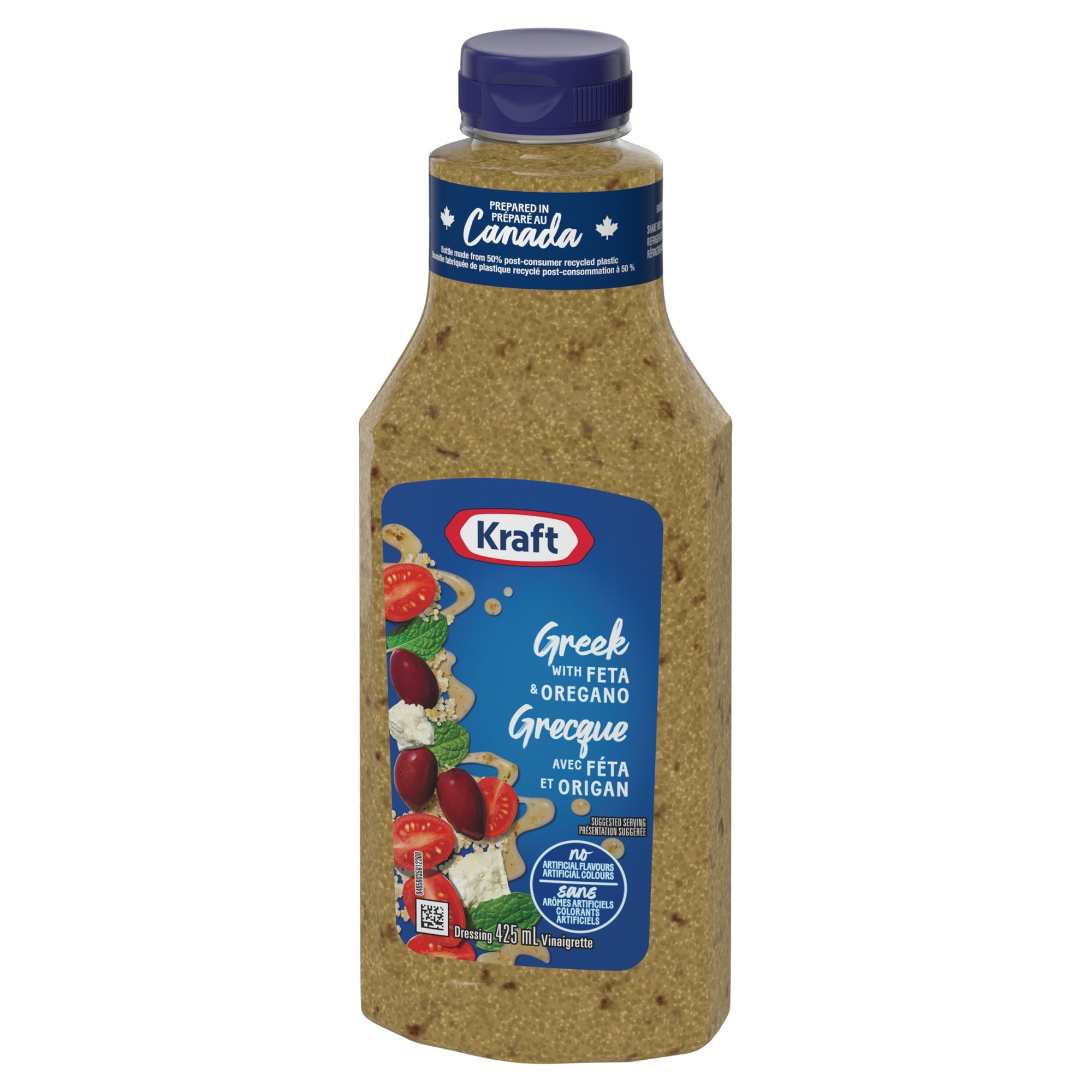 Kraft Greek Feta & Oregano Salad Dressing 425ml/14.4 oz., Bottle, front of bottle