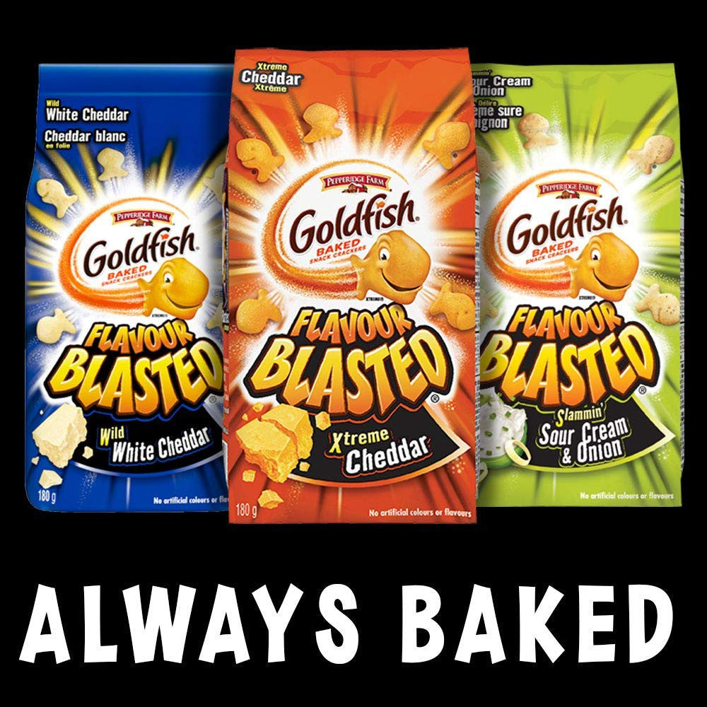 Pepperidge Farm Goldfish Flavour Blasted Wild White Cheddar Crackers 180g/6.3oz, 6-Pack (Imported from Canada)