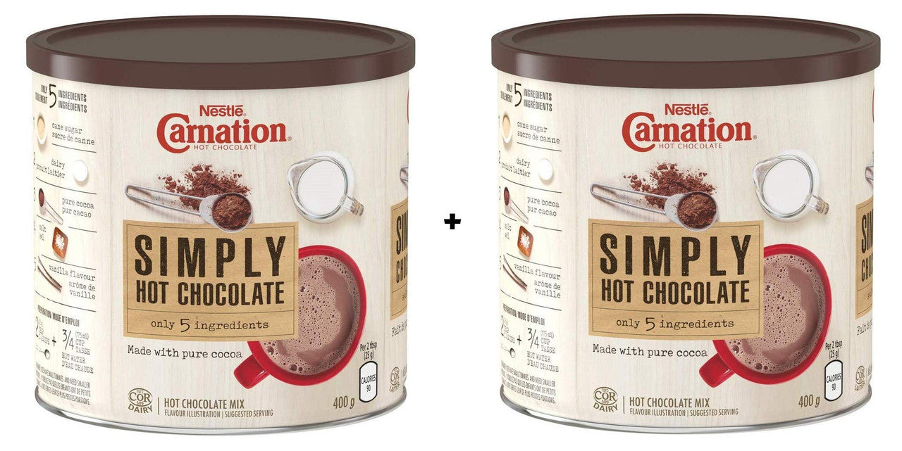 CARNATION Simply 5 Hot Chocolate, 400g/14.1 (2 Pack) {Imported from Canada}