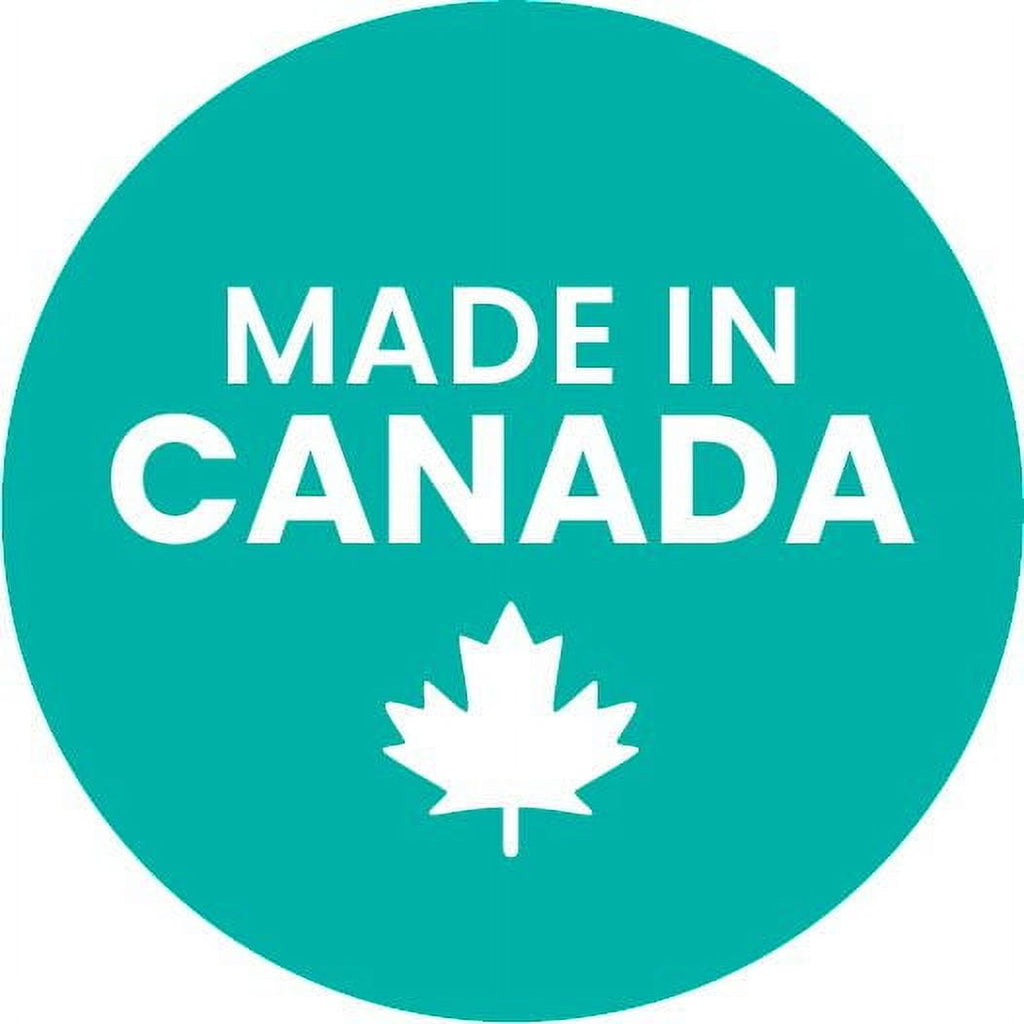 Green circle with 'MADE IN CANADA' text and a white maple leaf on a white background