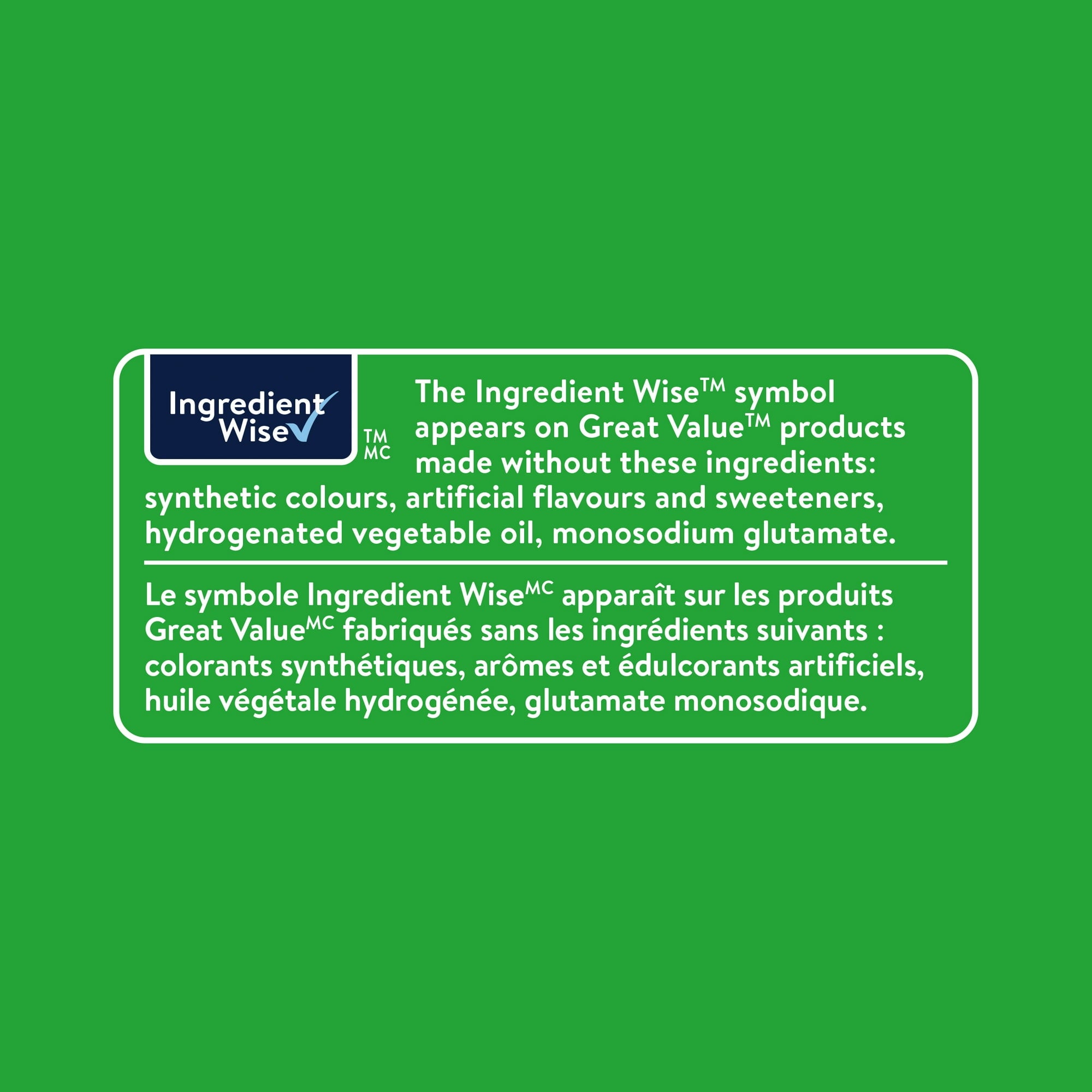 Ingredients wise label on a green background