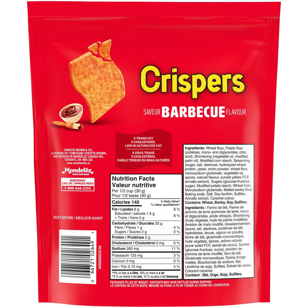 Christie Crispers, Barbecue Crackers, 145g/5.1 Ounce, Bag, {Imported from Canada}