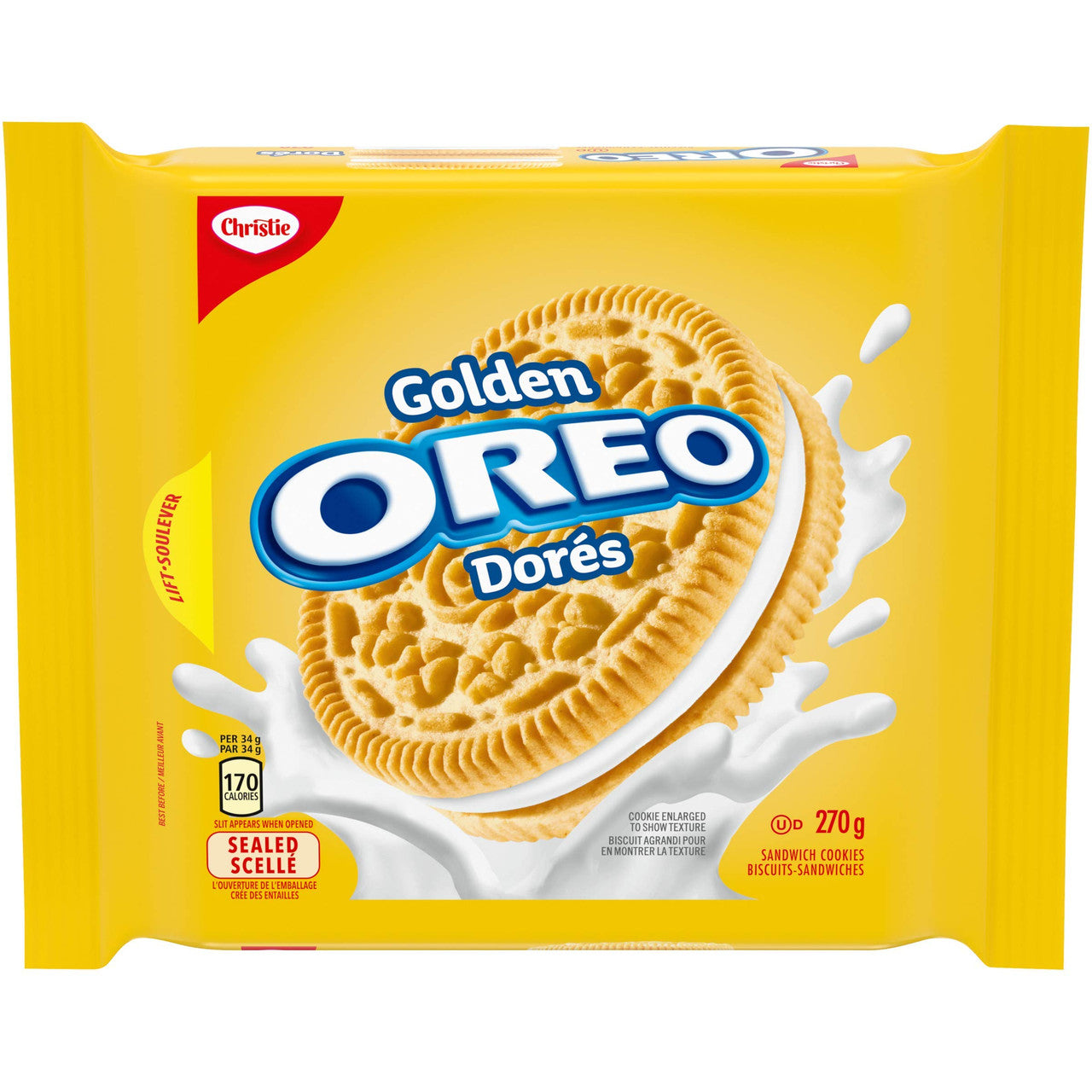 Christie Oreo Golden Sandwich Cookies, 270g/9.5oz, Bag, {Imported from Canada}