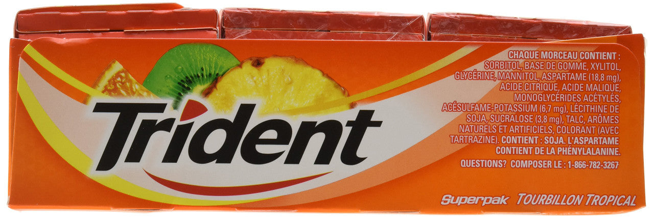 Trident Sugar Free Tropical Twist Gum Superpak, 12 Pack (14 Pieces Each) {Imported from Canada}