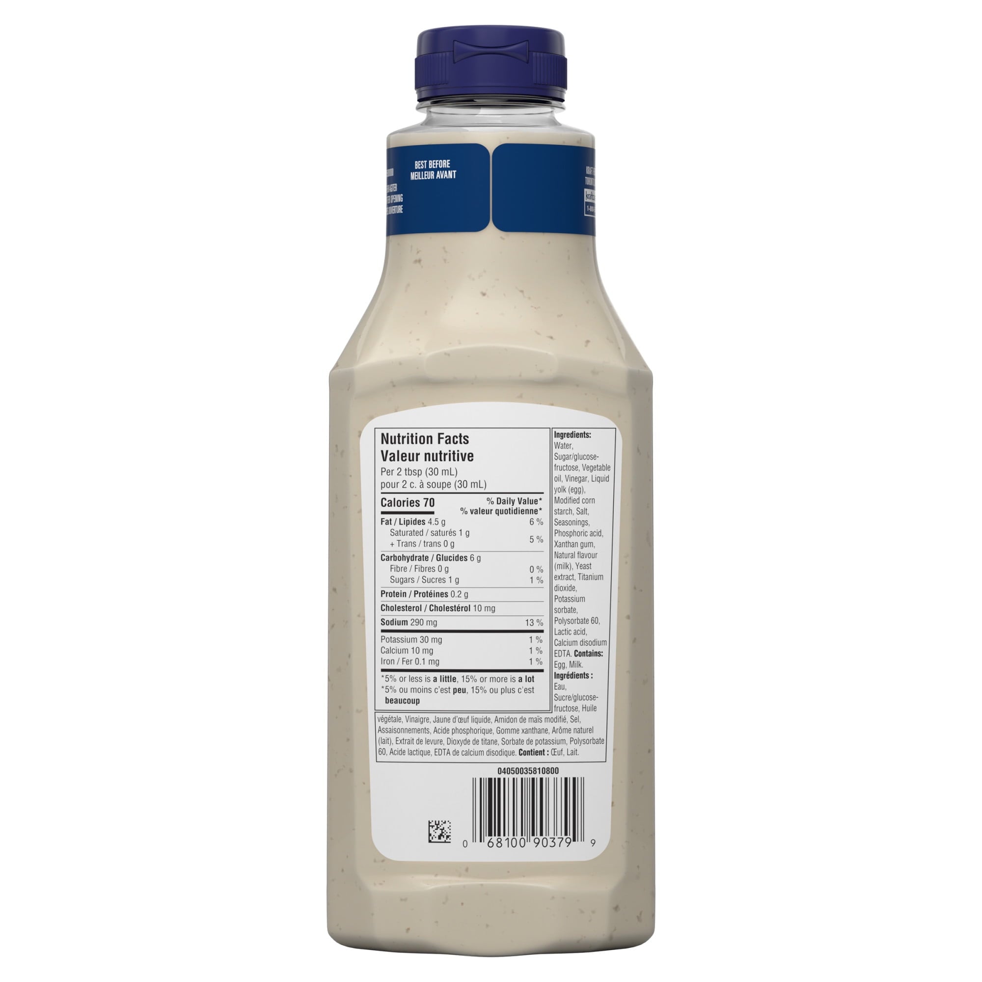 Kraft Calorie-Wise Rancher's Choice Dressing 425ml/14.4 oz., Bottle, back of bottle
