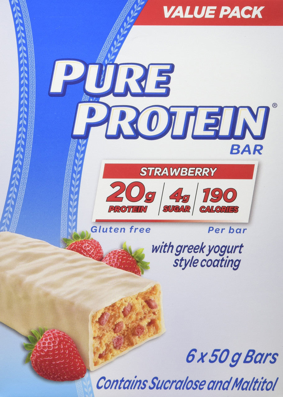 Pure Protein, Strawberry with Greek Yogurt Coating 6ct x 50g/1.8oz., {Imported from Canada}